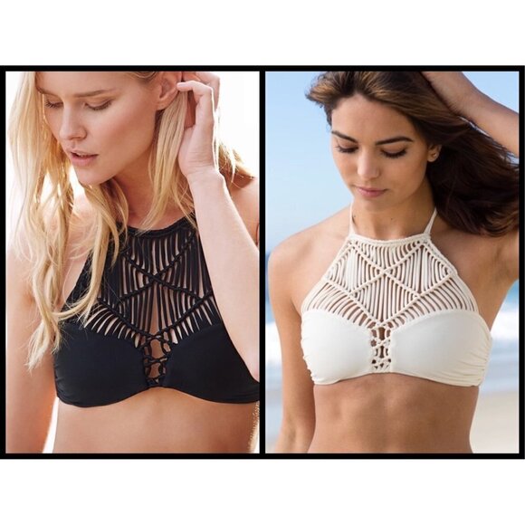 💕MIKOH💕 Macrame Bikini ~ Waimea Woven Halter Top XL & Cayman Bottoms M NWT - Picture 8 of 16